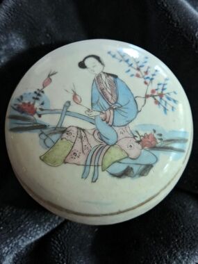 Antique Chinese Famille Rose Porcelain 3 Piece Seal Paste Rouge Box - RARE 3 PCS
